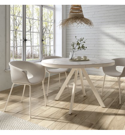 Mesa redonda extensible moderna para comedor en City Muebles A Coruña