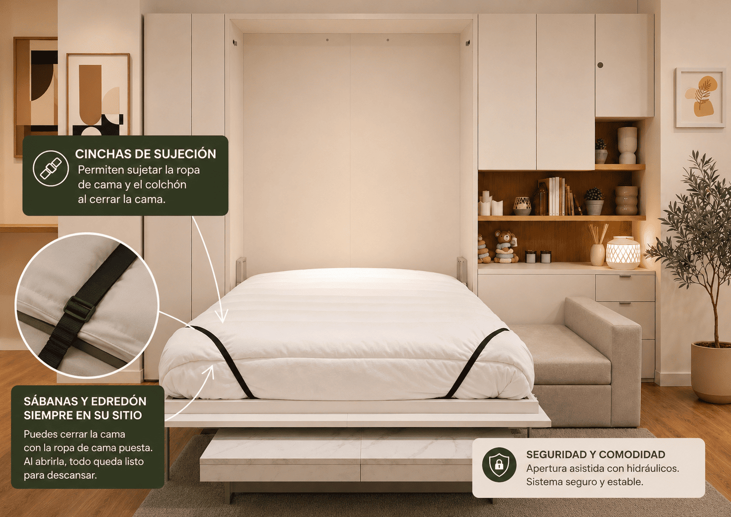 Cama abatible abierta